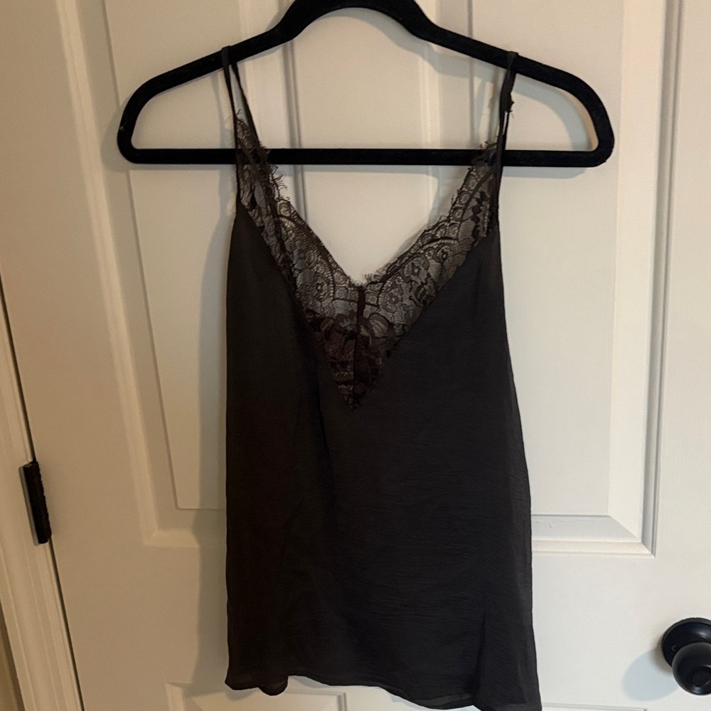 Elegant Black Lace Trim Tank Top